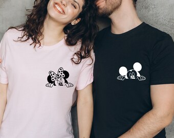 Comfort Colors® ミッキーとミニーの T シャツ、ディズニー ファミリー シャツ、ディズニー スケッチ シャツ、ディズニー トリップ シャツ、ディズニーランド シャツ、カップル シャツ