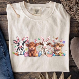 Comfort Colors® Easter Day Cow T-Shirt, Cute Cow Shirt, Bunny Cow Shirt, Easter Cow Shirt, Easter Day Heifer Shirt