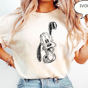 Comfort Colors® Disney Pluto Sketch T-Shirt, Pluto Shirt, Disney Vacation Shirt, Cute Pluto Shirt, Pluto Sketch Portrait Poster Shirt