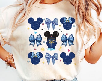 Comfort Colors® ミッキークルーズTシャツ、クルーズシャツ、コケットボウミッキーシャツ、コケットクルーズシャツ