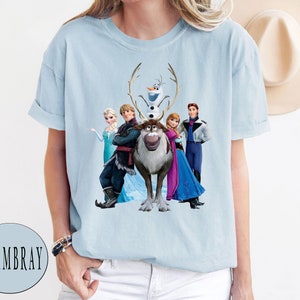 Comfort Colors® Retro Frozen Movie Characters Shirt, Vintage Frozen Shirt, Elsa Princess Shirt, Elsa Anna Olaf Shirt, Disney Frozen Shirt