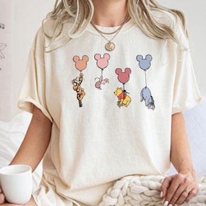 Comfort Colors® Winnie The Pooh and Friends Shirt, Winnie The Pooh Shirt, Pooh Balloons Shirt, Disney Pooh T-Shirt, Cute Pooh Bear Shirt