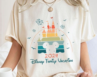 Comfort Colors® Disney Family Vacation 2024 Shirt, Watercolor Castle Shirt, Disney Castle Shirt, Disney Family Vacay Shirt, Castle Shirt