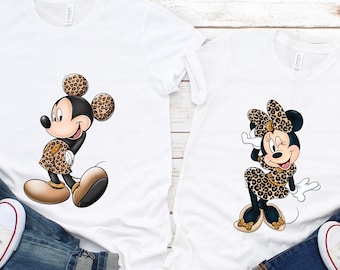 Comfort Colors® luipaardshirt Mickey en Minnie, Disney-T-shirt voor koppels, Disney Family-shirt, Disney-vakantieshirt, Disney Safari-shirt