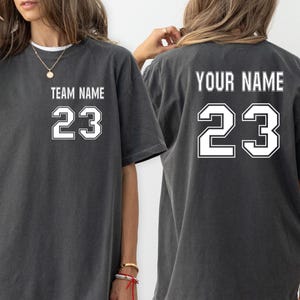 Comfort Colors® Custom Name and Number T-Shirt, Personalized Sports Shirt, Personalized Sport Team Tee, Personalized Gift