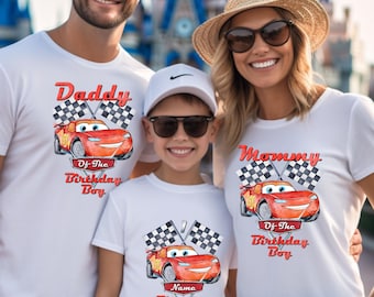 Camiseta de viaje familiar de Disney Comfort Colors®, camiseta personalizada de cumpleaños de McQueen, camiseta a juego familiar de Disney, camiseta personalizada de cumpleaños de Pixar Car