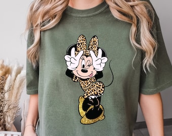 Comfort Colors® Safari Minnie Shirt, Disney Shirt, Minnie Leopard Shirt, Checkered Minnie Shirt, Funny Disney Shirt, Disney World Shirt