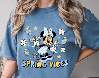 Comfort Colors® Spring Vibes T-Shirt, Disney Floral Shirt, Minnie Mouse Shirt, Disney Flower Shirt, Minnie Flower Shirt, Spring Vibes Shirt