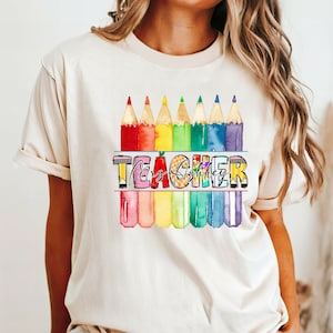 Comfort Colors® Custom Pencil Teacher Shirt, Personalized Teacher Gift, Pencil Teacher Shirt, Custom Name Teacher T-Shirt, Gift For Teacher