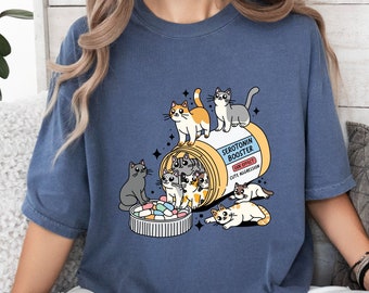 Comfort Colors® Serotonin Booster Katzenshirt, Katzenliebhaber Shirt, Katzenmutter Shirt, Katzenbesitzer Shirt, Geschenk für Katzenliebhaber, Shirt für psychische Gesundheit
