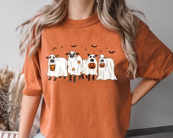 Comfort Colors® Halloween Shirt, Fall Shirt, Funny Halloween Cow Shirt, Ghost Cows Shirt, Spooky Season Shirt, Animal Lover Shirt