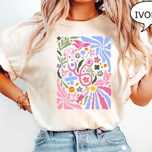 Camiseta de enfermera Comfort Colors®, camiseta de enfermera bohemia vintage, camiseta rosa con estetoscopio, camiseta de enfermera, camiseta de graduación de enfermera, camiseta bonita con estetoscopio de enfermera