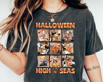Comfort Colors® Halloween High On The Seas Shirt, Vintage Disney Halloween Shirt, Mickey And Friends Halloween Shirt, Halloween Cruise Shirt