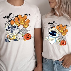 Comfort Colors® Wall-e And Eve Halloween T-Shirt, Halloween Couple Shirt, Halloween Matching Shirt, Disney Halloween Shirt