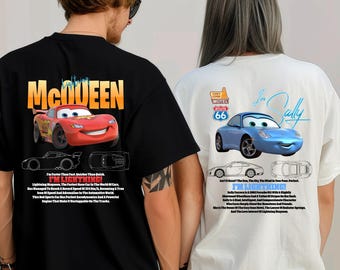 Comfort Colors® Disney Pixar Car Couple T-Shirt, Disney Car Matching Shirts, McQueen Shirt, Sally Two-Sided Shirt, Couple Matching Shirt