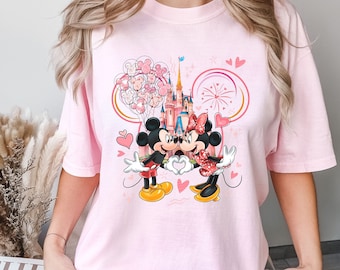 Comfort Colors® Mickey And Minnie Love Shirt, Disney Castle Shirt, Valentines Day Shirt,  Valentines Love Tee, Disneyland Castle Shirt