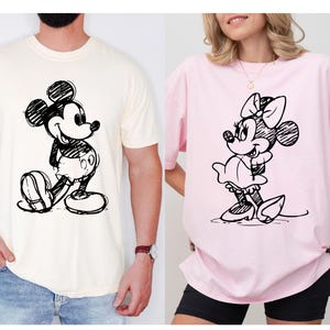 Comfort Colors® Disney Couples Shirt, Mickey And Minnie Shirt, Sketch Minnie and Mickey Tees, Classic Mickey Shirt