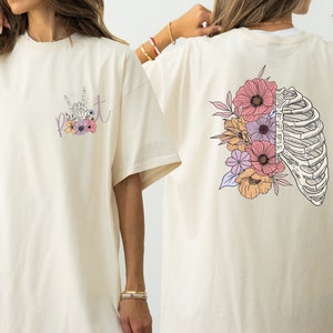 Comfort Colors® Radiologic Technologist Shirt, Rad Tech Floral Skeleton Shirt, Radiology Skeleton Shirt, Flower Ribcage Shirt, Skeleton Tee