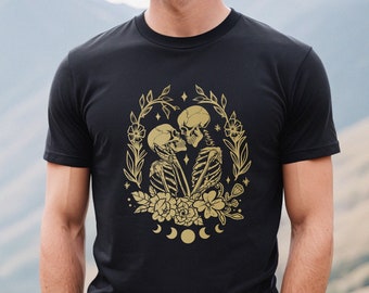 Camiseta de esqueleto Comfort Colors®, camiseta de esqueleto con flores, camiseta de San Valentín, camiseta de San Valentín, camiseta de amante de los esqueletos, camiseta unisex