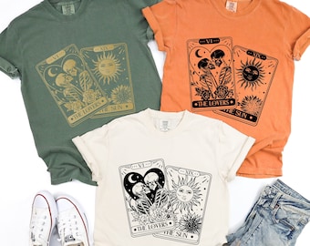 Comfort Colors® The Lovers T-Shirt, The Sun Shirt, Tarot Card Shirt, Mystical Shirt, Tarot Card The Sun Lovers, Skeleton Lovers T shirt