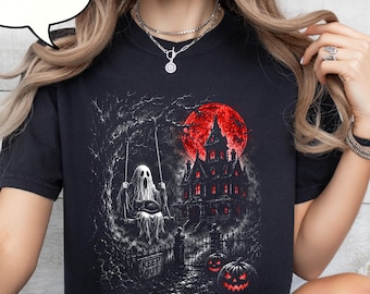 Comfort Colors® Vintage Halloween T-Shirt, Swinging Ghost Tee, Haunted House Shirt