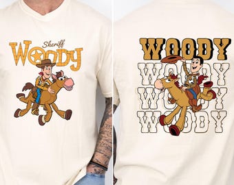 Comfort Colors® Sheriff Woody-T-shirt, Toy Story-shirt, Disney Woody-shirt, Woody en Bullseye-shirt, schattig Woody-shirt