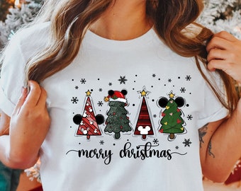 Comfort Colors® Disney Christmas Tree Shirt, Mickey Pine Tree Shirt, Disney Family Christmas Tree Shirt, Disney Christmas  Shirt, Chic Tee