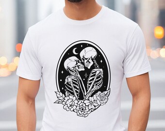 Comfort Colors® Alla hjärtans dag tarotkort t-shirt, tarotkort t-shirt, mystisk t-shirt, tarotkort älskare t-shirt, skelett älskare t-shirt