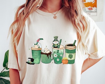 Comfort Colors® St Patricks Day Coffee Shirt, Lucky Coffee Shirt, Lucky Shirt, Coffee Lover Shirt, St Patricks Shirt, St Patrick Latte Shirt