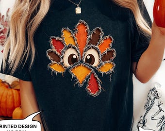 Comfort Colors® Faux Patchwork Turkey Shirt, Thanksgiving Turkey T-Shirt, Thankful Tee