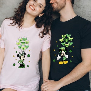 Comfort Colors® Lucky Mickey and Minnie Shirt, St Patricks Mickey Couple Tee, Lucky Clover Balloons Shirt, Mickey Tee, St Patricks Day Shirt