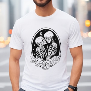 Comfort Colors® Valentine tarotkaart T-shirt, tarotkaart shirt, mystiek shirt, tarotkaart liefhebbers shirt, skelet liefhebbers T-shirt