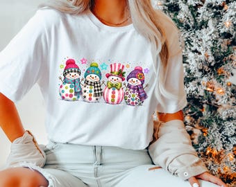 Comfort Colors® Christmas Snowman T-Shirt, Merry Christmas Shirt, Xmas Holiday Gift