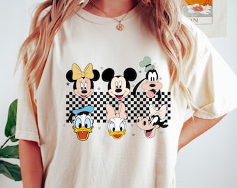 Comfort Colors® Checkered Mickey and Friends Shirt, Mickey Shirt, Checkered Mickey Shirt, Checkered Disney Family Shirt, Retro Disney Shirt