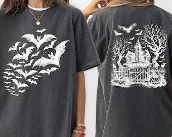 Comfort Colors® Haunted Mansion T-Shirt, Bats Halloween Shirt, Spooky Season Shirt