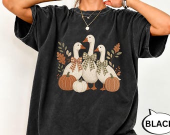 Comfort Colors® Pumpkin And Goose Shirt, Farm Autumn Shirt, Fall Season Tee