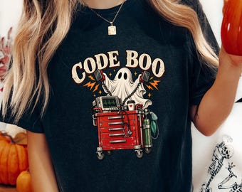 Comfort Colors® Code Boo T-shirt, Nurse Halloween Gift, RN Halloween Shirt