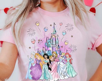 Camiseta de princesa Disney con acuarela Comfort Colors®, camiseta de princesa, camiseta de castillo de acuarela, camiseta de reino mágico