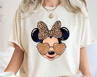 Comfort Colors® Leopardmönstrad Mimmi-skjorta, Disney-skjorta, Mimmi Safari-skjorta, Rutig Mimmi-skjorta, Dam-Mimmi-skjorta, Dam-Disney-skjorta