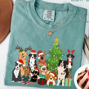 Comfort Colors® Christmas Dogs Shirt, Dog Mom Shirt, Xmas Dog Shirt, Dog Owner Christmas Gift, Holiday Christmas Shirt