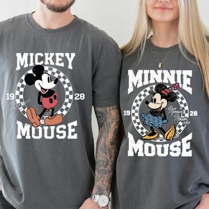 Comfort Colors® Checkered Mickey Mouse Shirt, Checkered Minnie Mouse Shirt, Disney Couples T-Shirt, Mickey And Minnie Shirt
