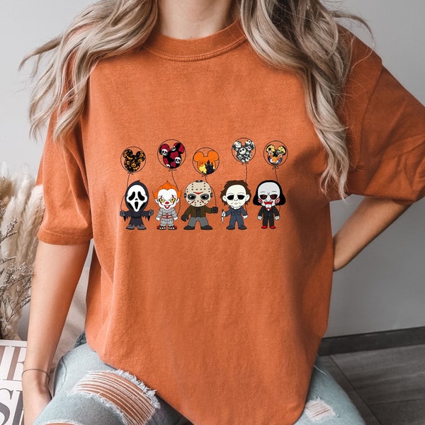 Comfort Colors® Horror Characters Shirt, Horror Halloween, Friends Character Horror T-Shirt, Universal Studios Halloween Horror Nights Shirt