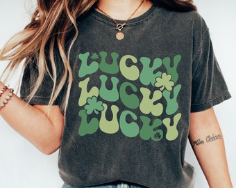 Comfort Colors® Camisa de la Suerte de la Suerte, Camisa del Día de San Patricio, Camisa del Trébol de la Suerte, Camisa de San Patricio, Camisa Retro de la Suerte, Día de San Patricio