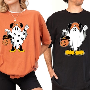 Comfort Colors® Mickey And Minnie Ghost T-Shirt, Halloween Couples Shirt, Halloween Party Shirt, Spooky Season Shirt, Disney Halloween Shirt
