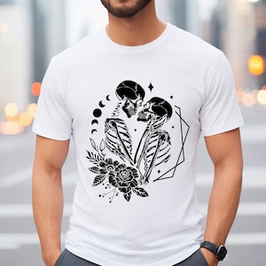 Camiseta del día de San Valentín de Comfort Colors®, camiseta de San Valentín con esqueleto, camiseta con carta del tarot, camiseta con flor de esqueleto, camiseta con amor de esqueleto, camiseta de San Valentín