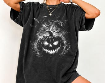 Comfort Colors® Spooky Pumpkin T-Shirt, Halloween Bats Shirt, Spooky Tee Gift
