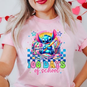 Comfort Colors® Stitch 100 Days Of School T-Shirt, Disney 100th Shirt, Kindergarten Teacher Shirt, Stitch School Shirt