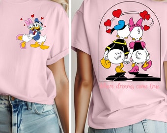 Camiseta de San Valentín de Daisy y Donald de Comfort Colors®, camiseta de amor de Daisy y Donald, camiseta de San Valentín de dos caras, camiseta de parejas de Disney