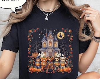 Comfort Colors® Bear Halloween T-Shirt, Pumpkin Lover Gift, Spooky Bear Shirt