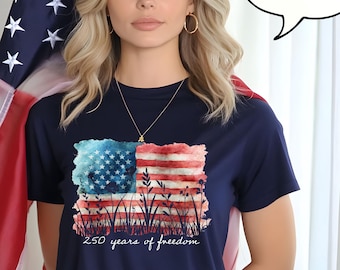 Comfort Colors® Floral American Flag T-Shirt, 250 Years Of Freedom Shirt, USA 250th Birthday Shirt, 4th Of July Shirt